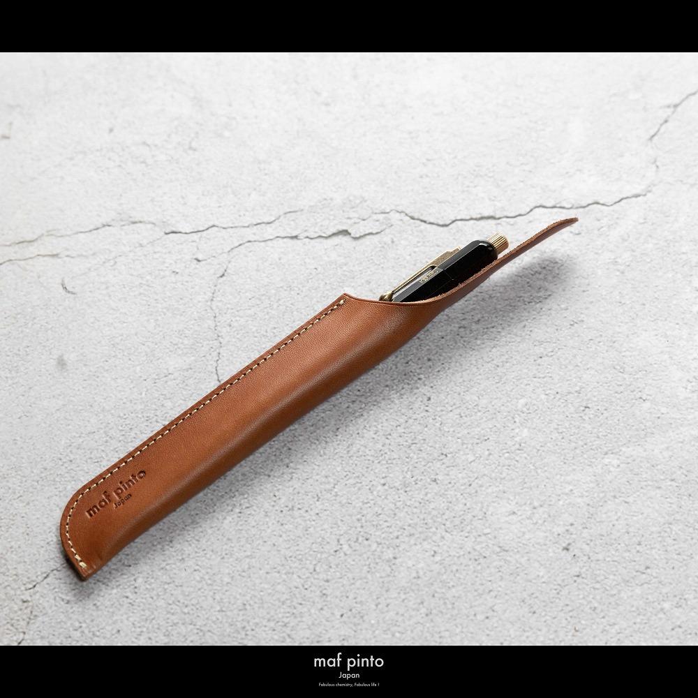 maf pinto(マフ ピント) ペンケース １本差し ペンシース 万年筆 筆箱 ライトブラウン(白ステッチ) レザー 本革 日本製