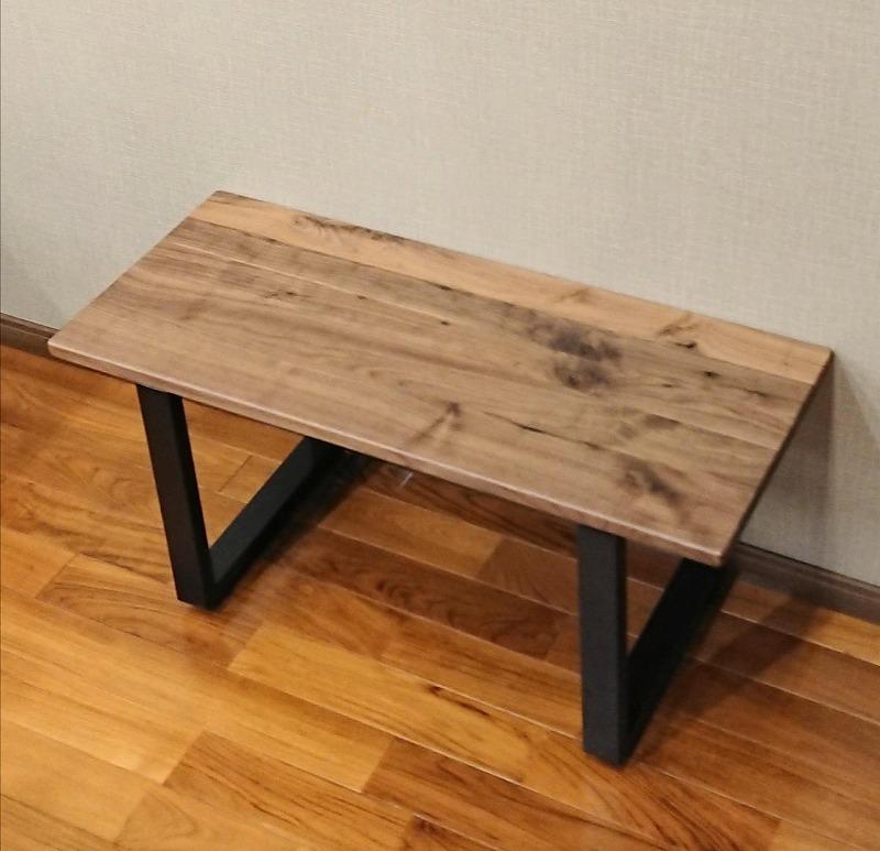 ベンチ ダイニングベンチ ローテーブル 木製 ウォールナット アイアン 玄関 2人掛け リビング 鉄 無垢材 大川家具