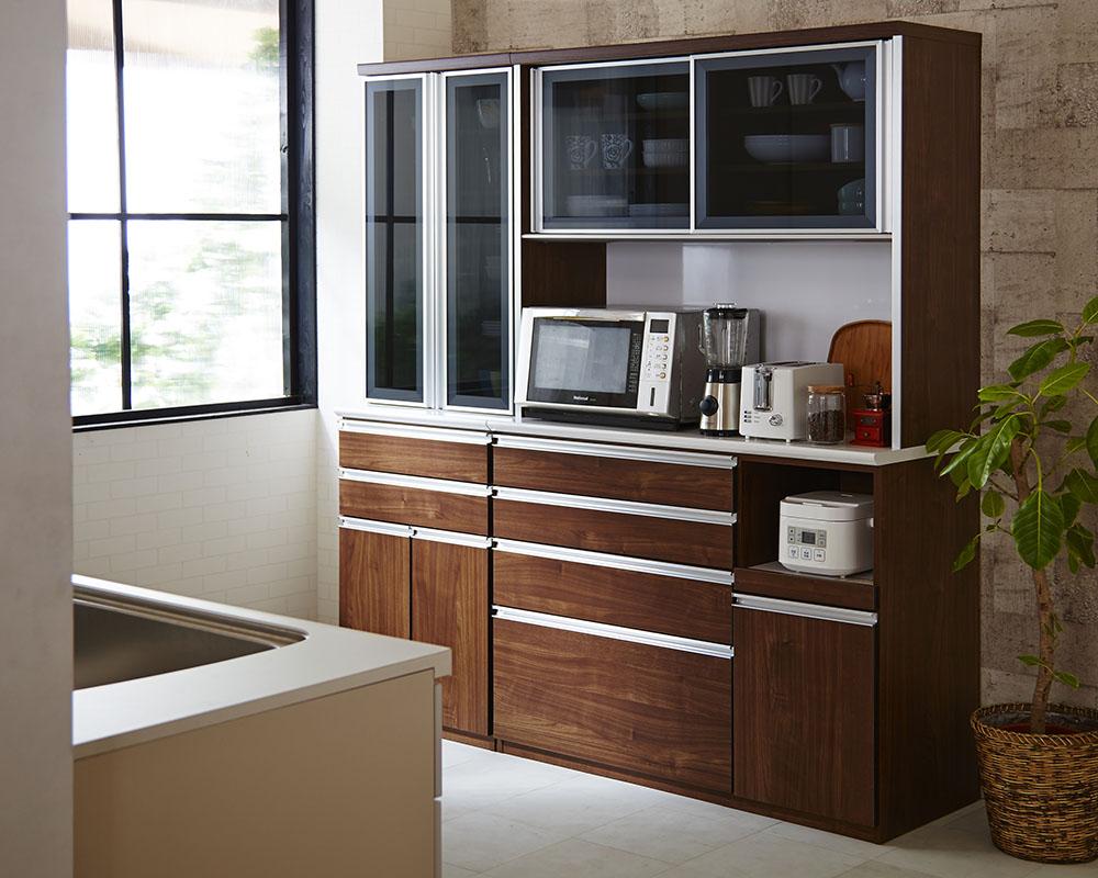 （ホワイト木目）【開梱設置】 ルピナス キッチンボード 幅120cm レンジ台 大川家具 食器棚 キッチン収納 ダイニングボード