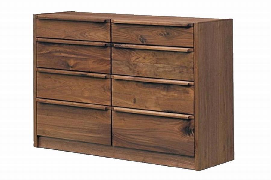 【幅124 奥行46 高さ88.3】アンリ124センチ幅4段ローチェスト（ウォールナット）