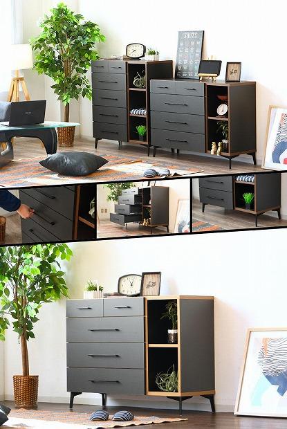 チェスト 4段 収納チェスト ローチェスト 幅110cm 引出し 収納ラック 木製家具 ブラウン