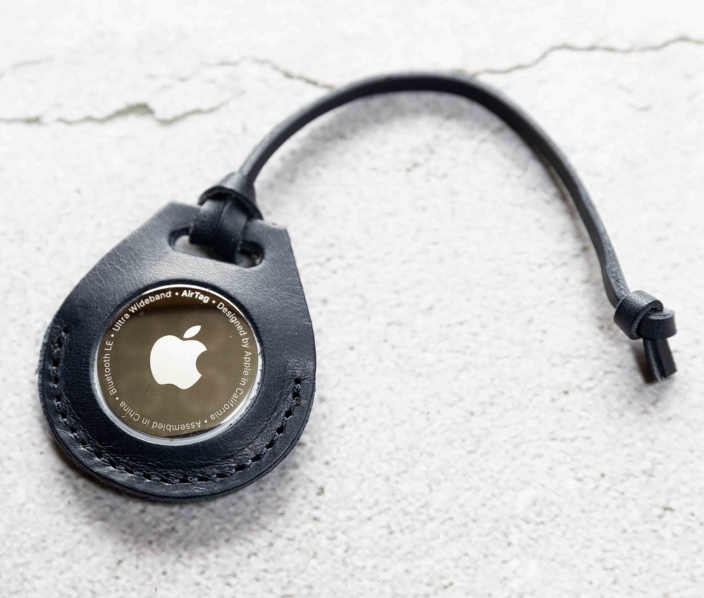 エアタグ用 ケース カバー レザー 本革 apple airtag 【ネイビー】