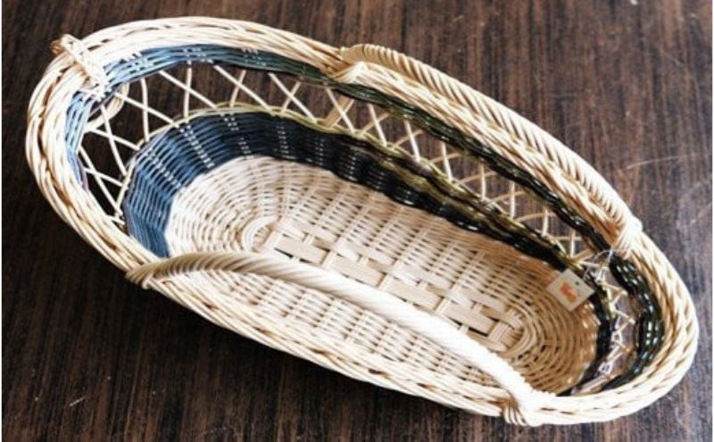 籐かごのワインラック（ブルー系）[カラーラタン彩都] 雑貨 日用品 福祉用品 