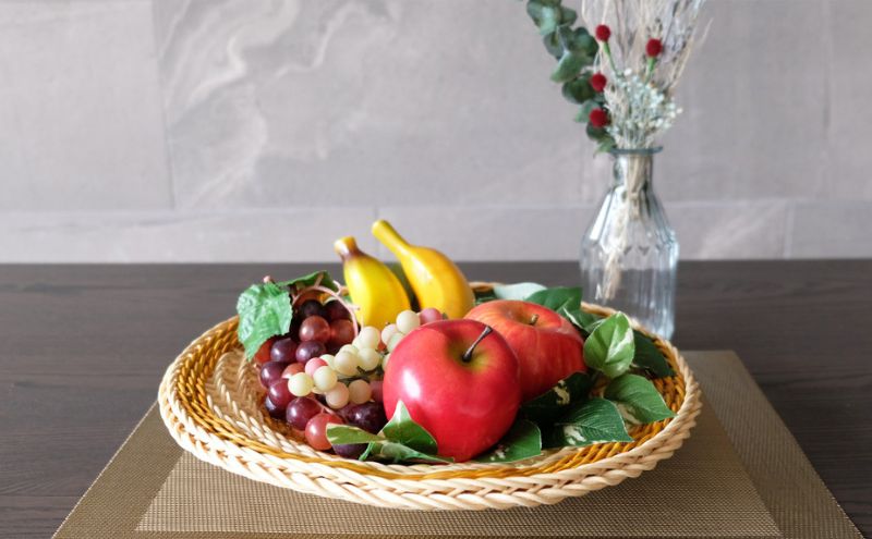 籐かご　らせんの浅皿（大）[カラーラタン彩都] 雑貨 日用品 福祉用品