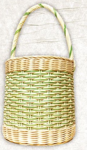 籐かご　バケツ型バスケット（寒色系）[カラーラタン彩都] 雑貨 日用品 福祉用品