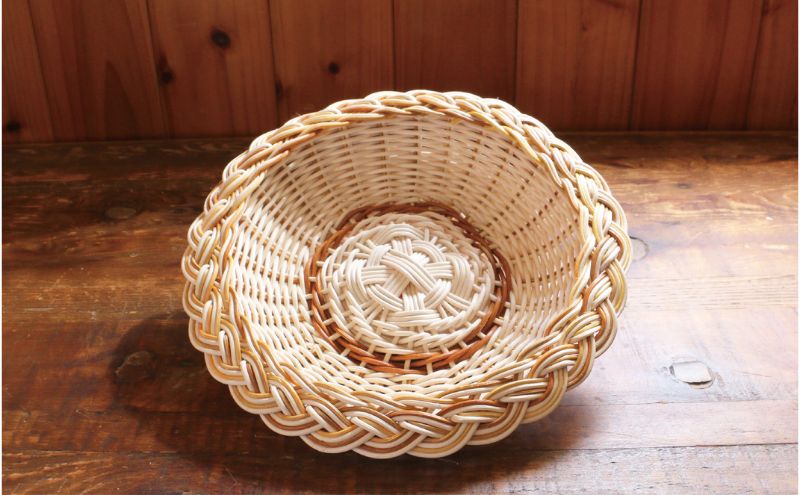 カラーラタン三つ編みプレート（小）オレンジ[カラーラタン彩都] 雑貨 日用品 福祉用品 