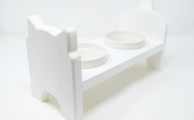 ペット用品 猫ちゃん想いの猫型 フードスタンド ホワイト ペット 猫 ねこ