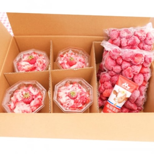 いちご 冷凍いちご 1kg＆削りいちご 400g 練乳付き イチゴ 苺 果物 デザート ベリー畑 福田ファーム ※配送不可：沖縄、離島 