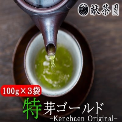 お茶 献茶園 オリジナル 深蒸し茶 特芽ゴールド (100g×3袋) 八女茶 茶 緑茶