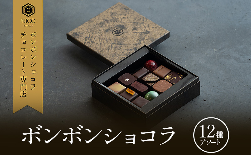 ボンボンショコラ12種アソート／NICOchocolaterie チョコレート チョコレート専門店 ボンボンショコラ スイーツ お菓子 贈答用 ギフト お取り寄せ 福岡県 小郡市