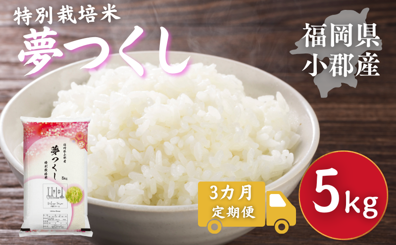 定期便 3回 特別栽培米 福岡県 小郡産 夢つくし 5kg 米 お米 3ヶ月