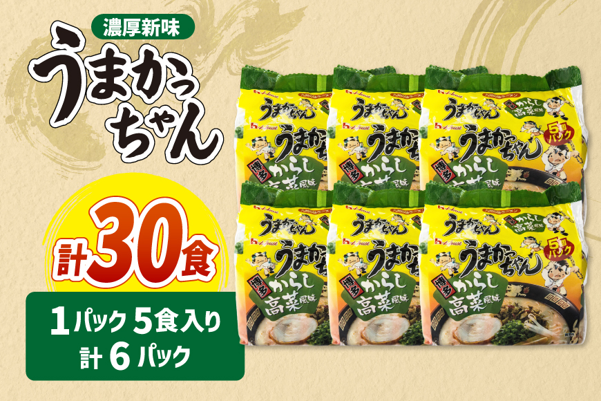 インスタントラーメン うまかっちゃん からし高菜風味 5食パック 6セット 計 30食 [地域商社ふるさぽ 福岡県 筑紫野市 21761454] からし 高菜 ラーメン 博多ラーメン インスタント とんこつ 即席ラーメン 袋麺 まとめ買い ラーメン詰め合わせ