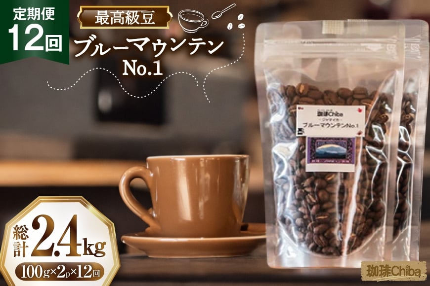 【12回定期便】 コーヒー豆 ブルーマウンテン 100g  2パック [珈琲Chiba 福岡県 筑紫野市 21761423] コーヒー 珈琲 豆 珈琲豆 セット ブルーマウンテンNo.1 ブルマン 豆のまま おいしい coffee bean beans 定期 定期便 12ヶ月 12回