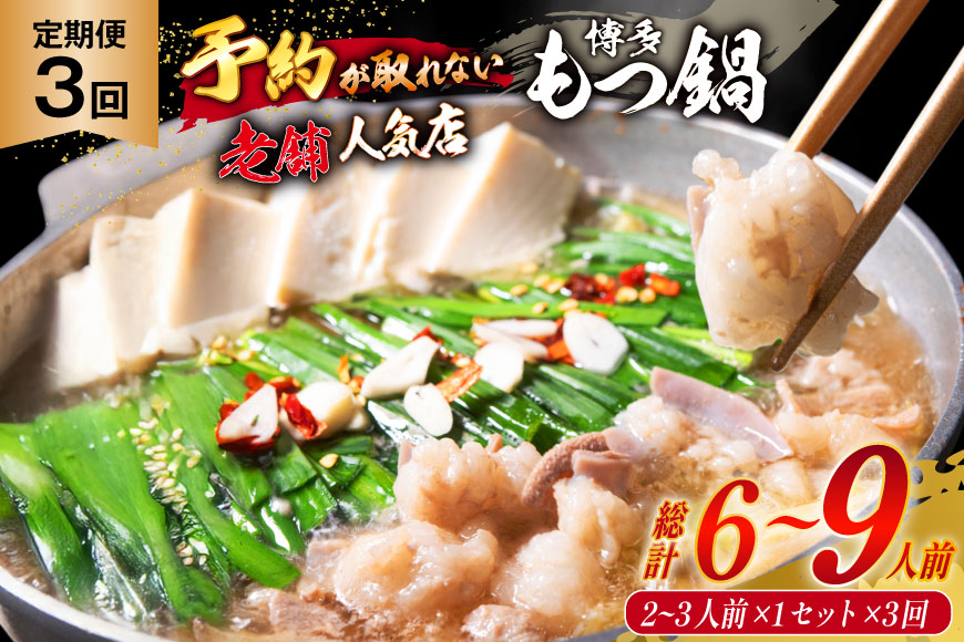 定期便 博多 本格 もつ鍋 2〜3人前×3回【老舗人気店】 モツ鍋 もつなべ / 博多もつ鍋 太閤 / 福岡県 筑紫野市 [21760398]