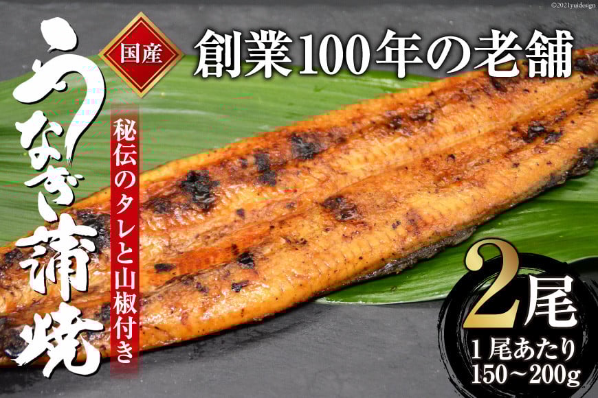 創業100年の味 鰻の蒲焼 2尾 秘伝のタレと山椒付き [川魚料理 鯉ひろまつ 福岡県 筑紫野市 21760024]