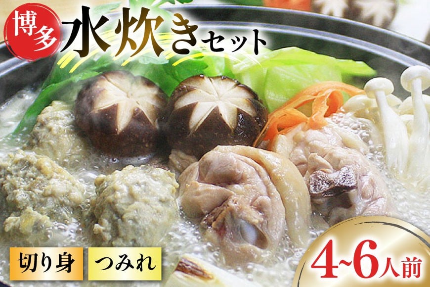 博多水炊き セット (切り身・つみれ) 4〜6人前 [ベネフィス 福岡県 筑紫野市 21761416] 水炊き 鶏 鶏肉 とり肉 ありた鶏 鶏団子 つみれ 本場 スープ 国産
