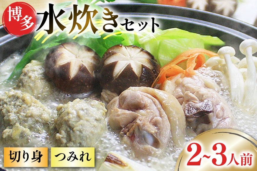 博多水炊き セット (切り身・つみれ) 2〜3人前 [ベネフィス 福岡県 筑紫野市 21761415] 水炊き 鶏 鶏肉 とり肉 ありた鶏 鶏団子 つみれ 本場 スープ 国産