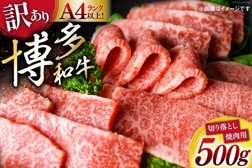 訳あり 博多和牛 A4〜A5 切り落とし 焼肉   (肩ロース or バラ）500g 化粧箱 / MEAT PLUS / 福岡県 筑紫野市 [21760469] 肉 牛肉 和牛 黒毛和牛 冷凍