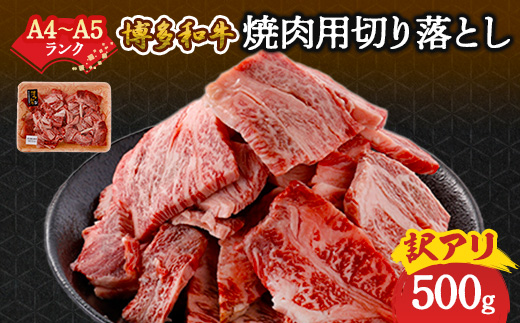 訳あり!【A4〜A5】博多和牛焼肉切り落とし(肩ロース・バラ)　500g【配送不可地域：離島】【1417835】