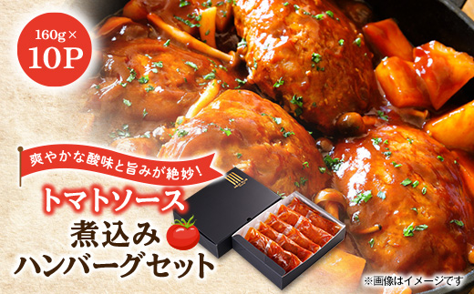 大野城市限定!トマトソース煮込みハンバーグセット 1.6kg(160g×10P)(大野城市)【配送不可地域：離島】【1643596】