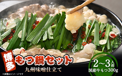博多もつ鍋セット(九州味噌仕立て)国産牛もつ 300g　2〜3人前【配送不可地域：離島】【1526277】