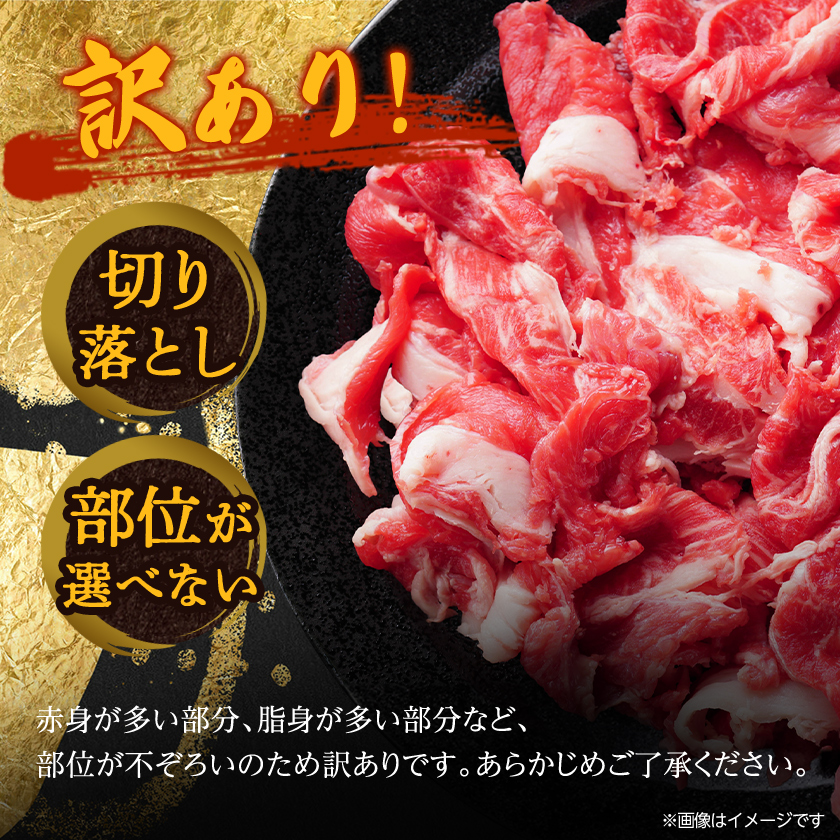 【毎月定期便】訳あり!博多和牛切り落とし　1.2kg(600g×2p)全3回【配送不可地域：離島】【4054462】