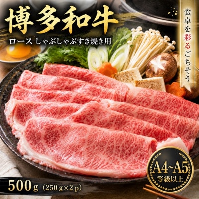 【厳選部位】【A4〜A5】博多和牛ロースしゃぶしゃぶすき焼き用　500g(250g×2p)大野城市【配送不可地域：離島】【1750626】
