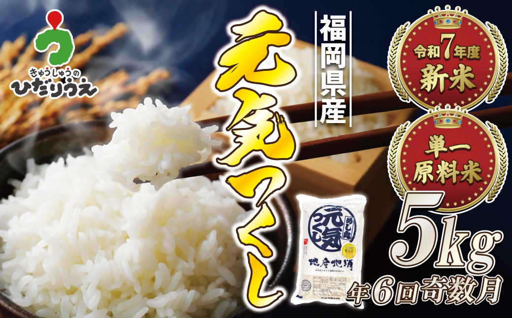 令和7年産 新米先行予約！【定期便/年6回】「元気つくし」5kg【ほたるの里】_HB0204