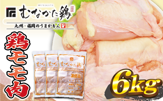 宗像産ブランド鶏【むなかた鶏】モモ肉6kg（平飼い）【JAほたるの里】_KA1415