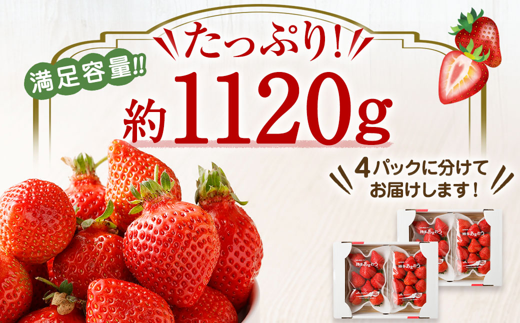 4月発送！「博多あまおう」約280g×4パック【ほたるの里】_HA0526