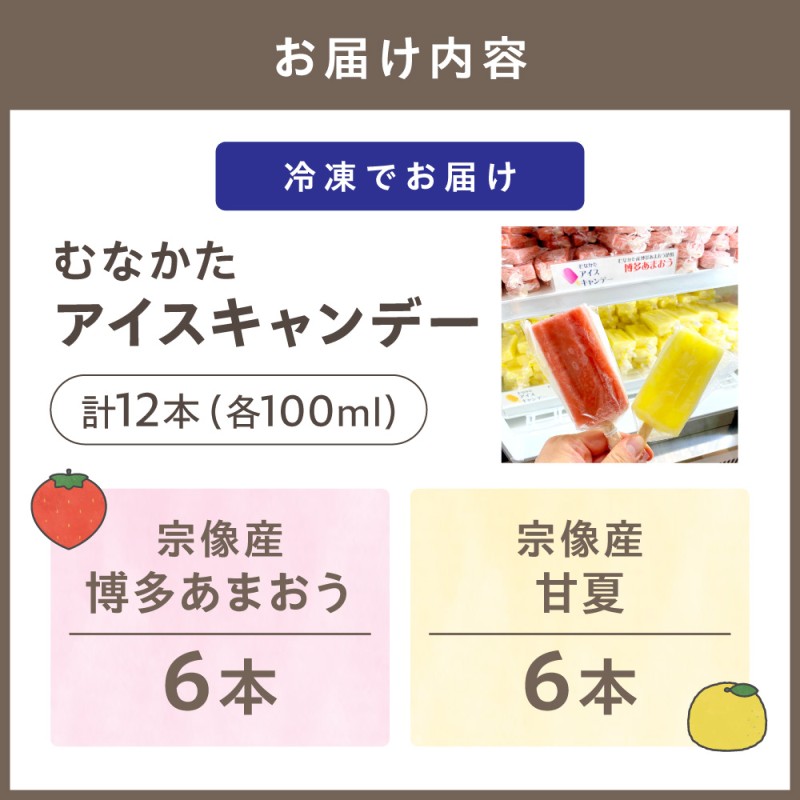 【道の駅むなかた】 むなかたアイスキャンデー（宗像産博多あまおう／宗像産甘夏）各6本（計12本）_HA1021