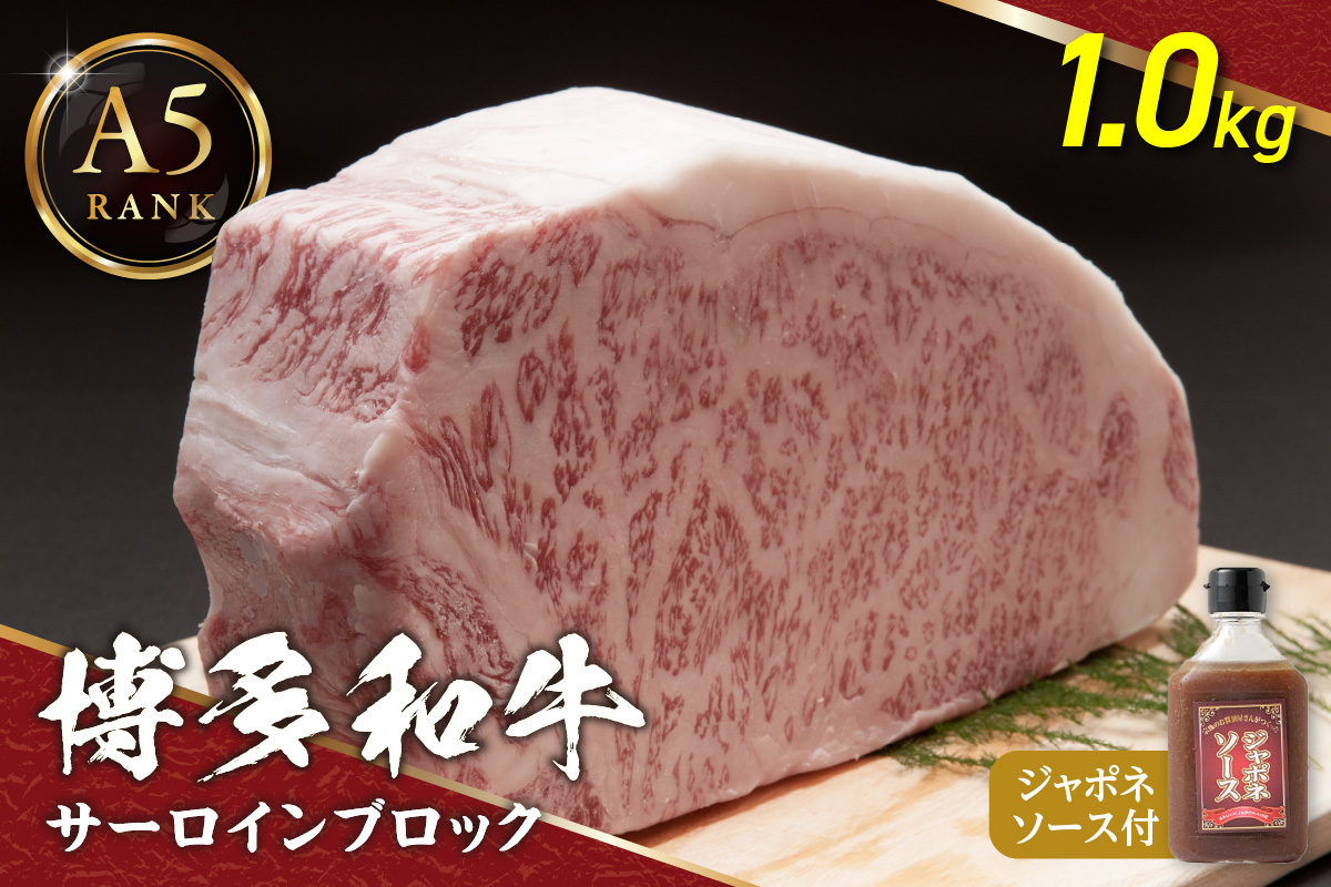 【A5ランク】博多和牛サーロインブロック1.0kg（ジャポネソース付）【伊豆丸商店】_HA0181