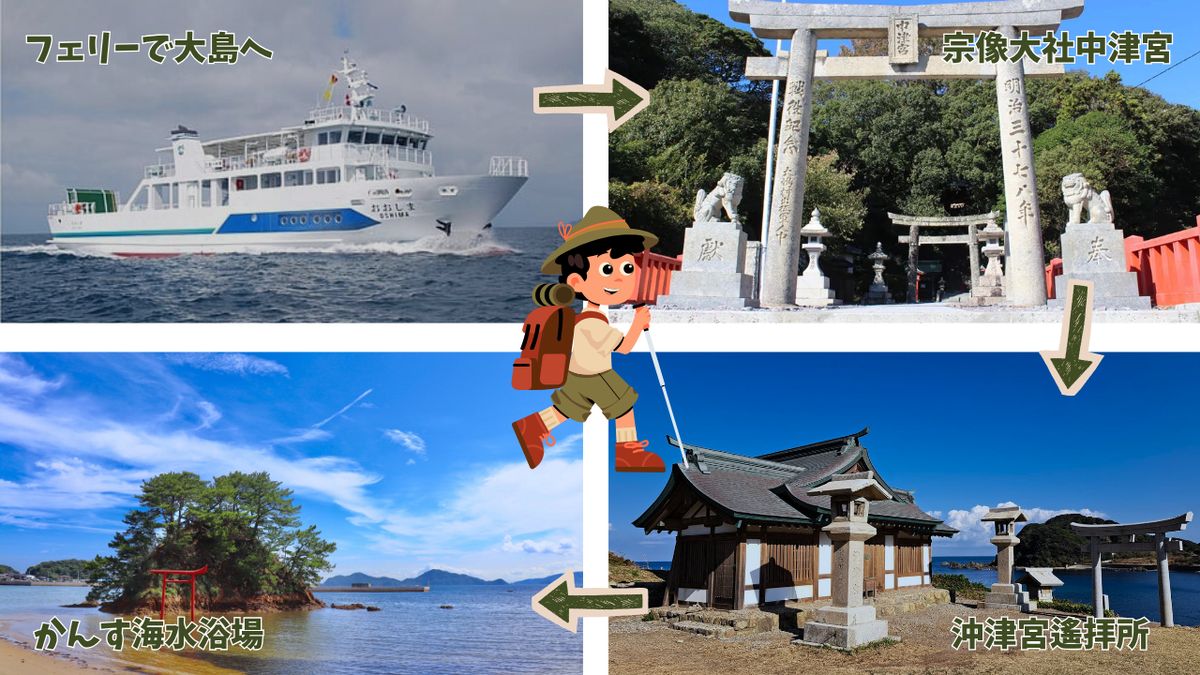 世界遺産と絶景を歩く！宗像・大島オルレ トレッキングガイドツアー(弁当・フェリー付き)1名～4名同額プラン【宗像観光協会】_HA1870 宗像大社 世界遺産 大島 オルレ トレッキング 日帰り 旅 福岡県宗像市 宗像市 福岡 宗像