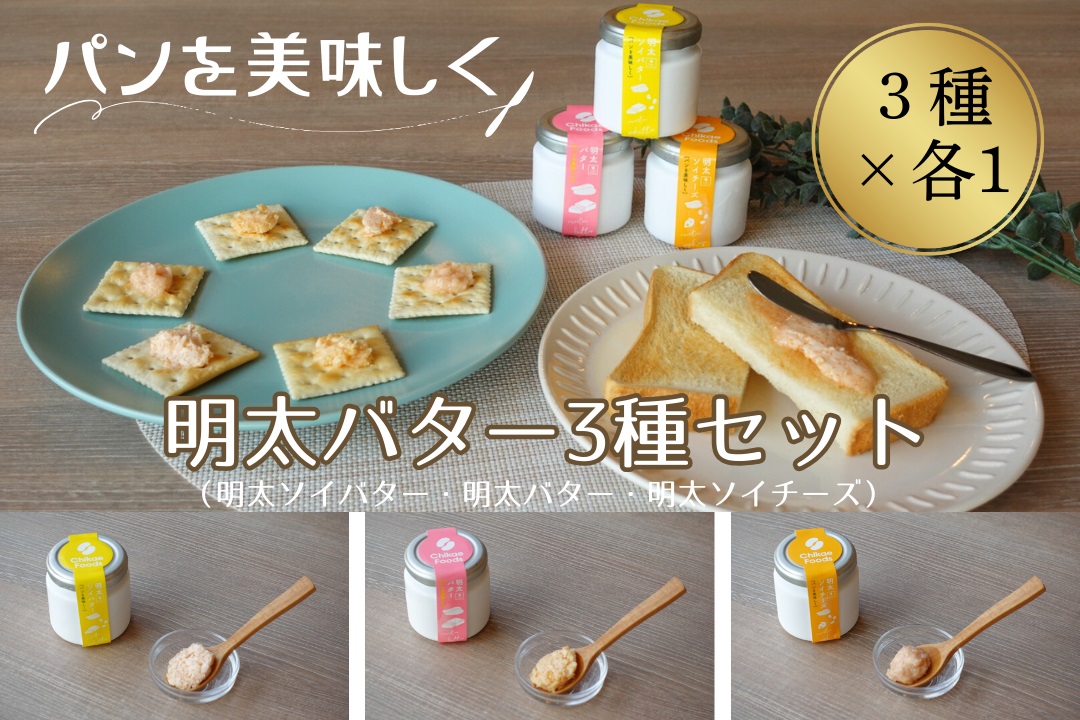 パンを美味しく　明太バター・明太ソイバター・明太ソイチーズ3種セット【ちかえフーズ】_HA1668