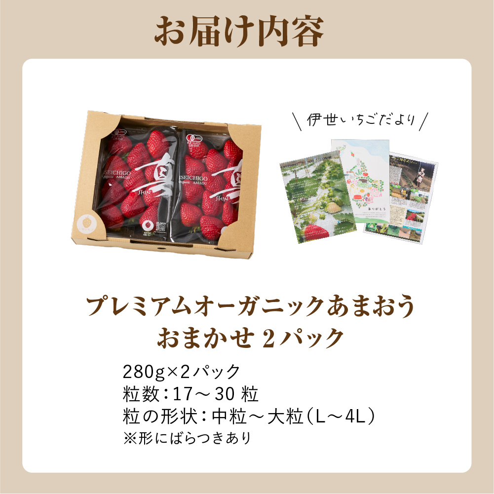 オーガニックあまおう「いせいちご」2パック(280g×2)【伊世いちご畑】_HA1116