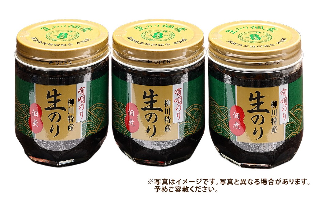 福岡有明のり 柳川特産 生のり佃煮 3本入（170g×3）計510g 海苔 つくだ煮 ご飯のお供 海藻 加工食品 常温