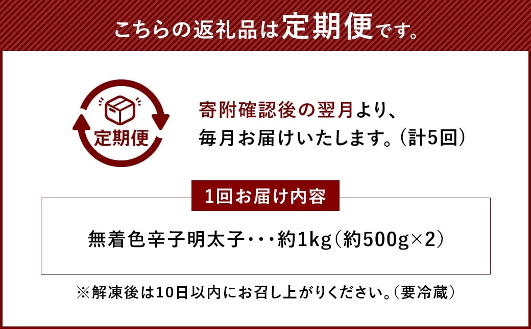 【 5ヶ月定期便 】 辛子明太子 「 昔ながらの明太子 」 500g×2個セット （ 小切れタイプ ） 明太子 辛子明太子 辛子 冷凍 めんたいこ 魚介類 魚介 海鮮 辛子めんたいこ おかず 定期 定期便 小切れ たらこ