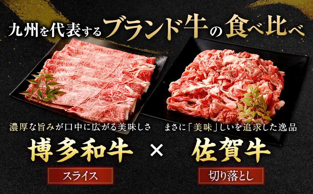 博多和牛 スライス（モモ）400g ＋佐賀牛 切り落とし 400g 合計800g 和牛 牛 牛肉 うし 肉 お肉 赤身 肩肉 バラ肉 モモ