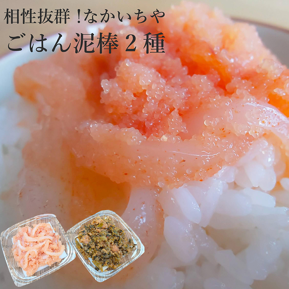 【相性抜群！なかいちやごはん泥棒2種】いかめんたい90g×2パック・どっさり明太高菜和え100g×2パックセット[H0281]