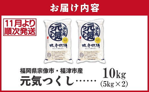 【令和7年産米】【2025年11月より順次発送】JAよりお届け！福岡県ブランド米「元気つくし」10kg（5kg×2袋）[G2311b]