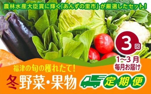 【3ヶ月定期便】穫れたて!冬野菜・果物定期便（1～3月）★あんずの里[F7005]