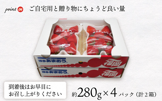 【2025年1月3日・4日・5日発送】博多あまおう　約280g×4P[F2262]