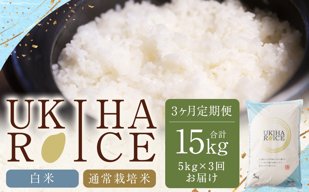 【3ヶ月定期便】 みずほファーム UKIHA RICE 白米 5kg?3回 （通常栽培米） 計15kg ヒノヒカリ ひのひかり 精米 米 こめ コメ お米 おこめ 白米 精米 ごはん ご飯 お中元 お歳暮 ギフト プレゼント 贈答品 定期便 おすすめ 国産