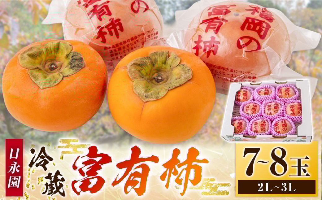 日永園 冷蔵富有柿 7玉から8玉（2Lから3Lサイズ） 【2025年12月下旬から2026年2月下旬出荷予定】 柿 フルーツ 果物