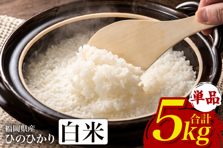 【ふるさと納税】ひのひかり 米 お米 白米  5kg  5キロ  福岡県産 うきは市 国産 精米 ご飯 ごはん おにぎり お弁当 人気 おすすめ 家庭用 送料無料 新米 ストック 厳選 農家直送 大容量【JA福岡くるめ にじの耳納の里】