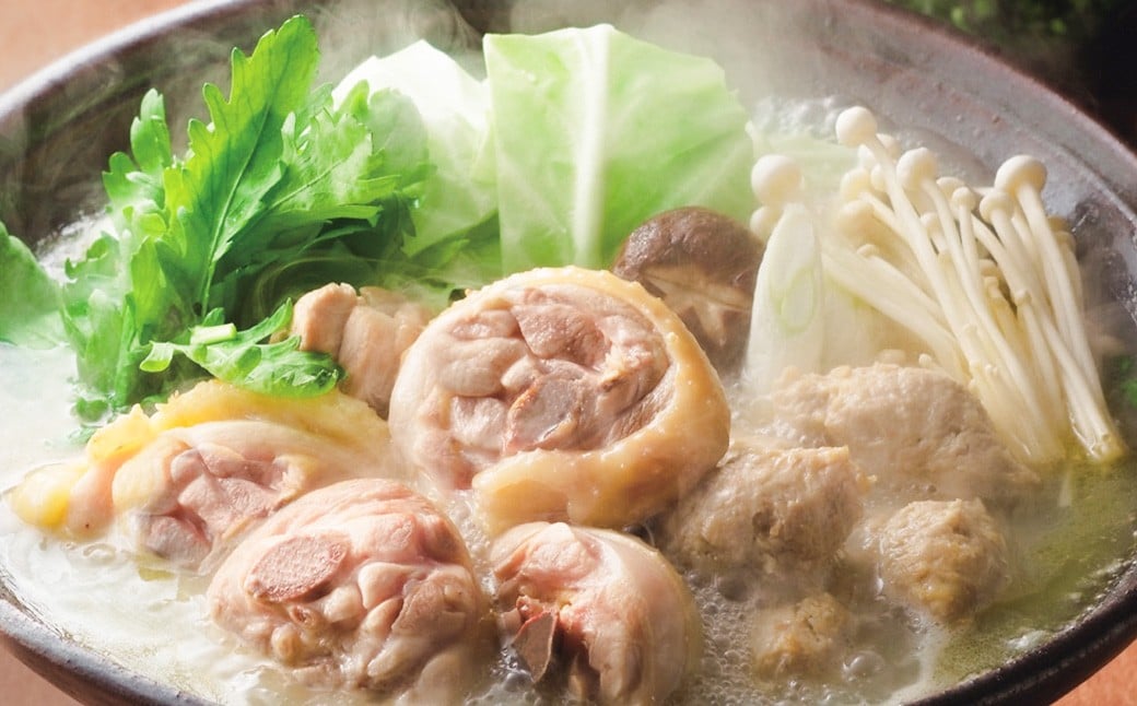 華味鳥 水炊きセット ＆ もつ鍋 （醤油味） セット （各3〜4人前） ちゃんぽん麺付き 水炊き 水たき モツ鍋 鍋 鶏肉 ハラミ 牛肉 牛もつ 小腸 つくね お肉 肉 九州 福岡県 うきは市 冷凍