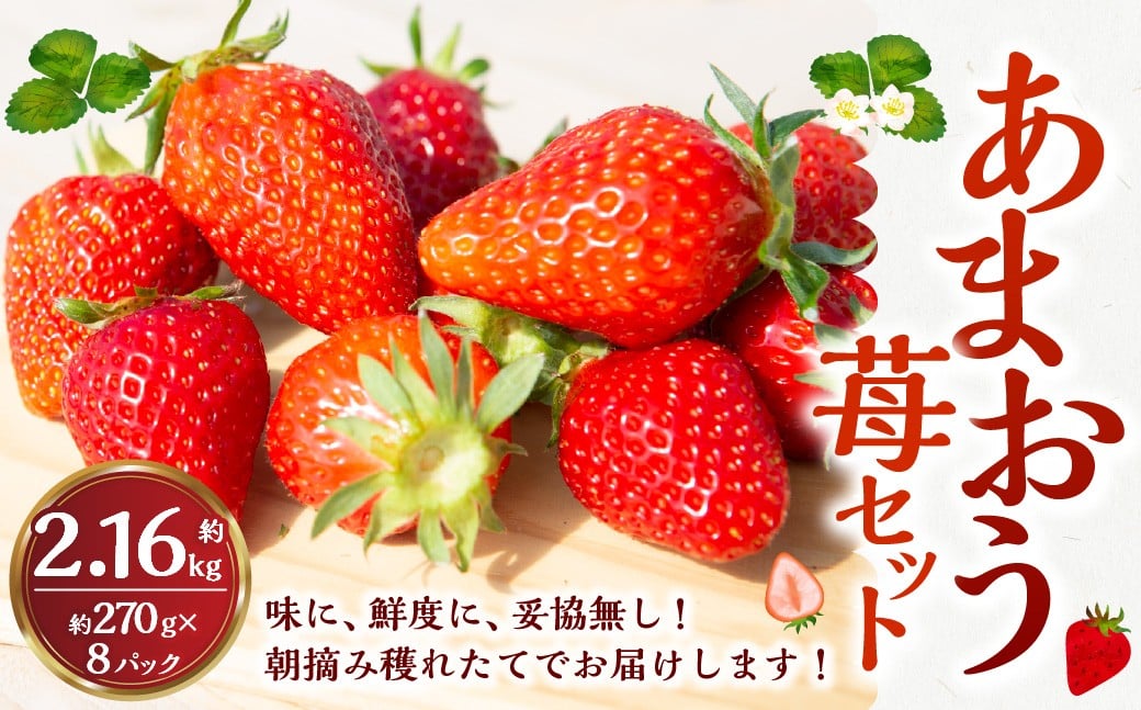 【2026年1月発送】 よかもんいちご あまおう苺セット 8パック （計約2.16kg） よかもん苺 苺 いちご イチゴ 果物 果実 フルーツ 九州 福岡県 うきは市 冷蔵