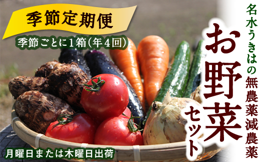 【季節定期便】UIC 名水うきはの無農薬減農薬お野菜セット(年4回お届け)