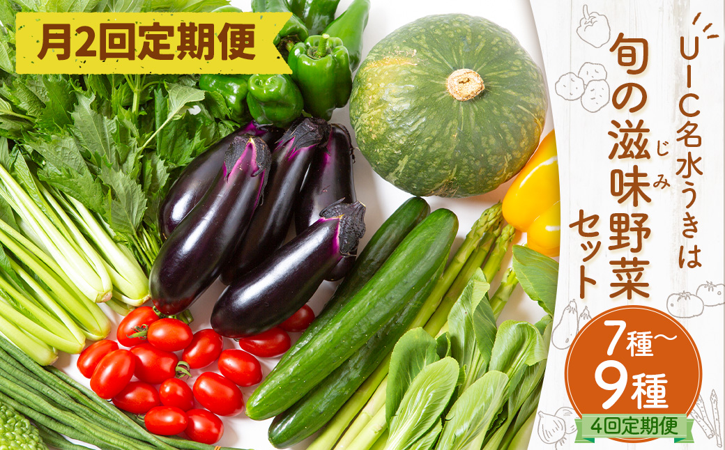 【月2回定期便】UIC 名水うきは 旬の滋味（じみ）お野菜セット (ひと月2回×2か月=計4回)