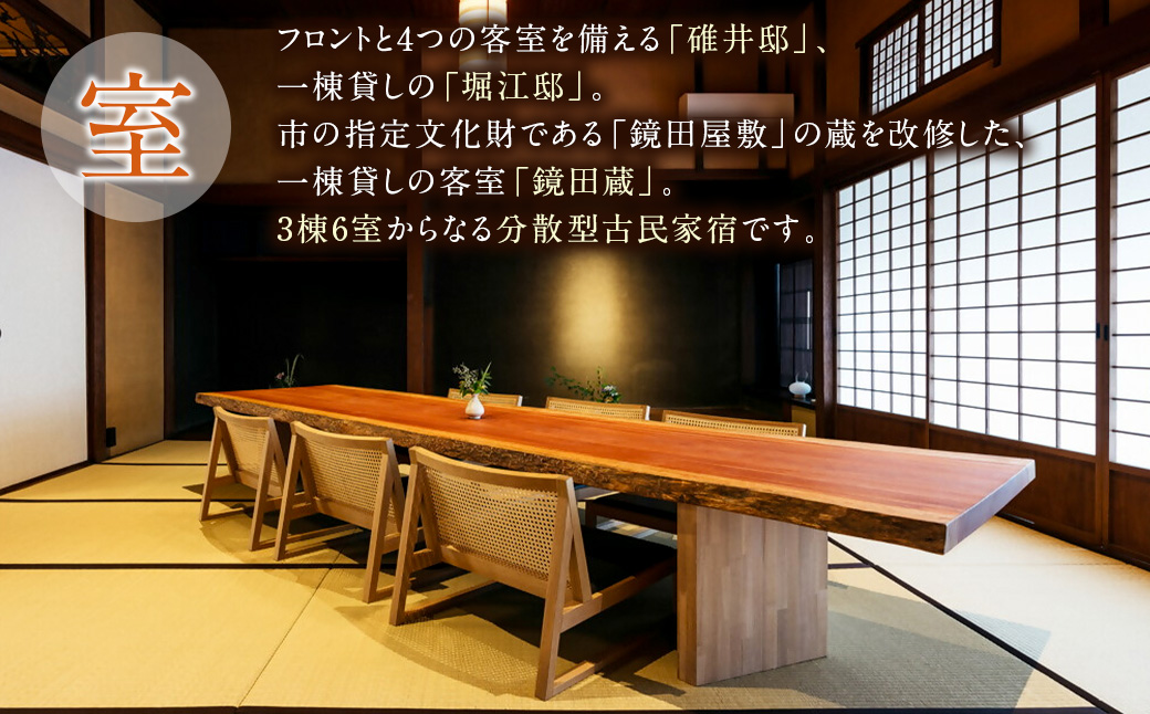 【ご宿泊割引券】分散型古民家宿『みなも』宿泊ギフト券 (10,000円分)